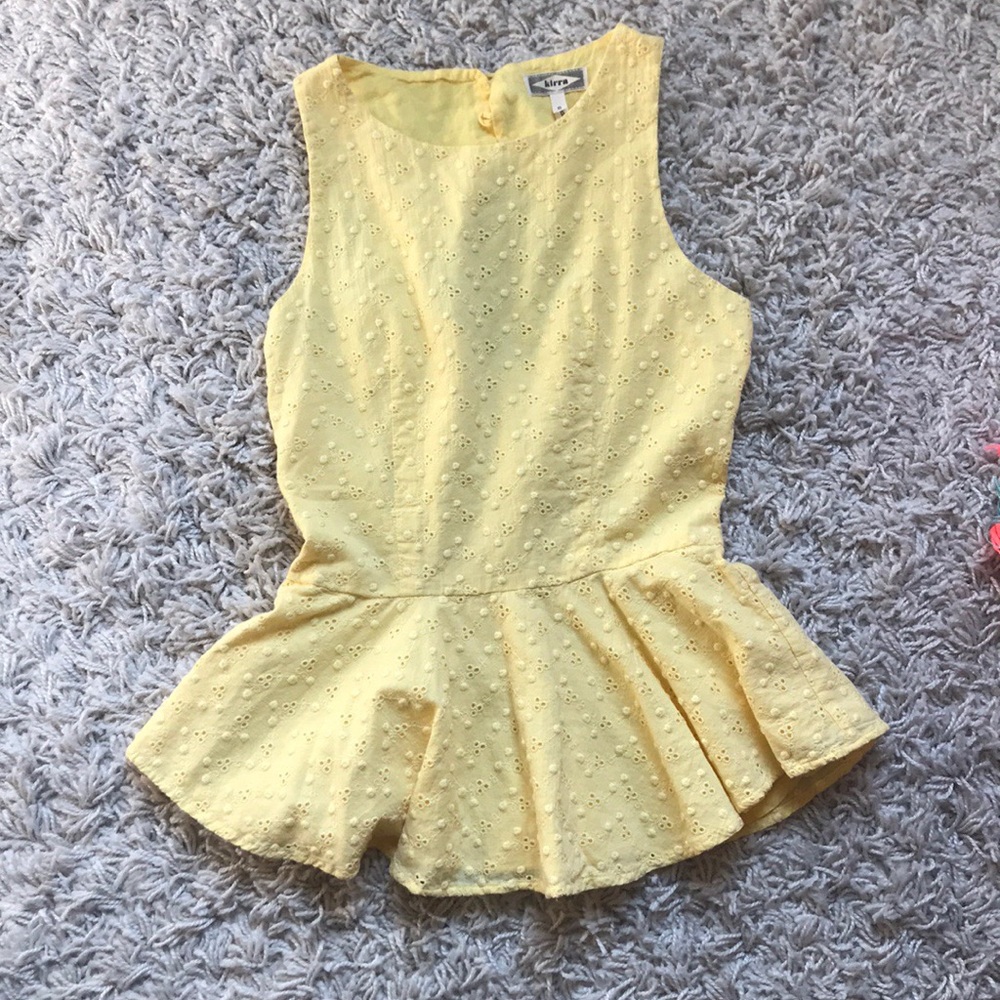 Kirra yellow lace peplum top